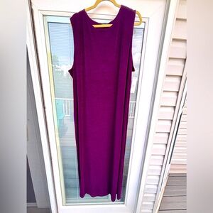 NWT Vikki Vi Women’s Purple Maxi Tank Dress Sleeveless  Slinky 3X Back Vent USA
